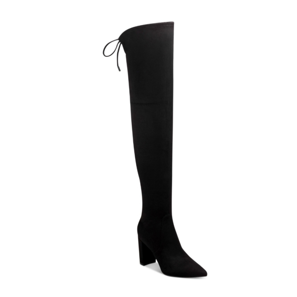 MARC FISHER Womens Black Vany Pointe Block Heel Heeled OTK Boots